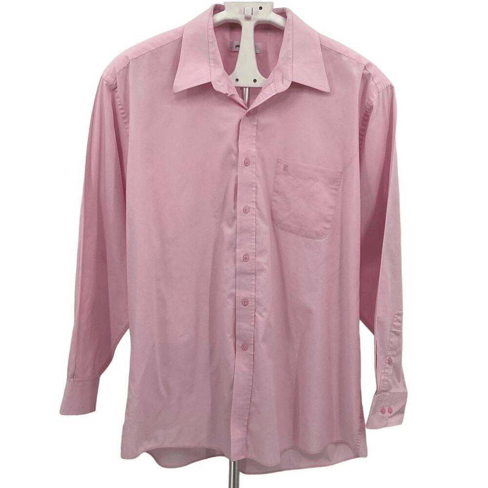 Pierre Cardin Pink Long Sleeve Collared Button Up Shirt Size 17.5 34/35 XL